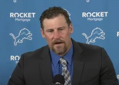 Piper Campbell father Dan Campbell during an introductory press conference in January.